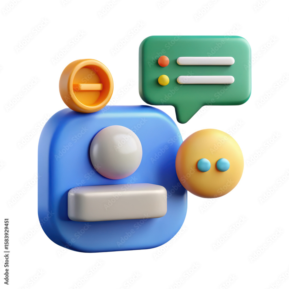 Poster a high quality 3d rendering of a plastic style icon representing online communication and user inter