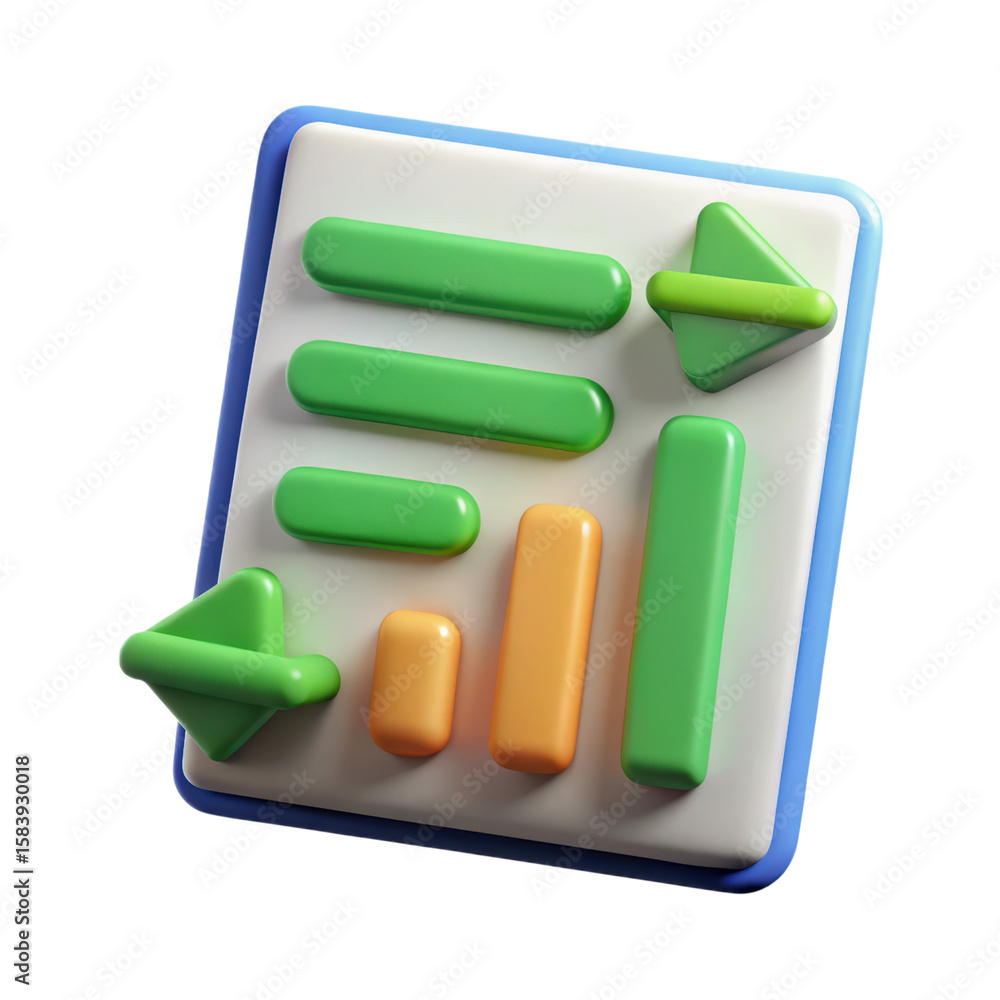 Aufkleber a high quality 3d rendering plastic-style icon of a business chart illustration with bar graphs arro