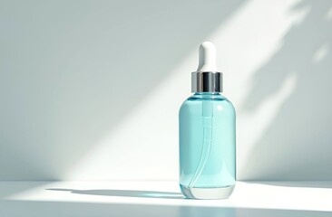 Dropper serum bottle mock up with blank label, place for logo, design, text. minimal studio with soft light background with shadow