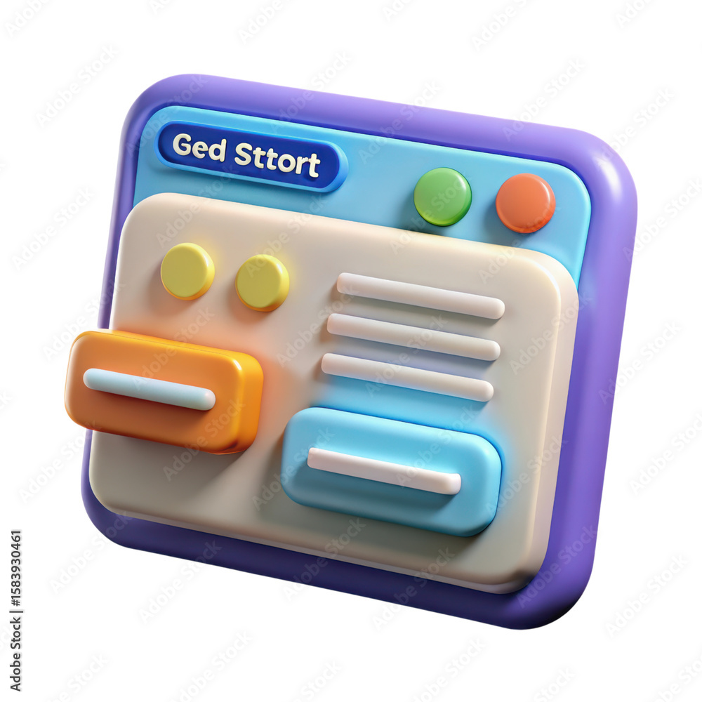 Fototapete a high-quality 3d rendering of a stylized user interface panel with buttons and elements featuring c
