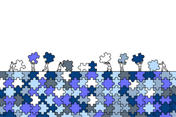 flat illustration of people with puzzle pieces