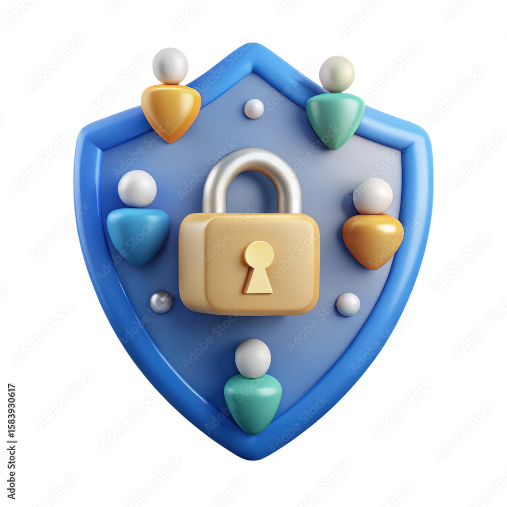 Aufkleber a modern high quality 3d rendering plastic-style icon depicting data protection and teamwork concept