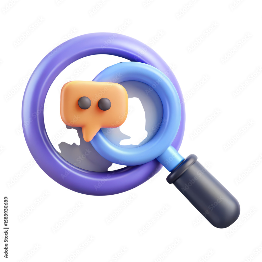Fototapete a modern illustration of a high quality 3d rendering plastic-style icon of a magnifying glass search