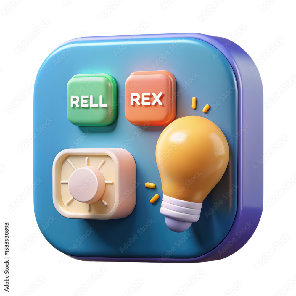 Aufkleber a stylized 3d rendering representing digital concepts using colorful buttons a safe and an illuminat