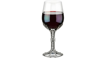 Elegant Vintage Goblet with Intricate Metal Stem Filled with Rich Red Wine Perfect for Special Occasions and Celebrations