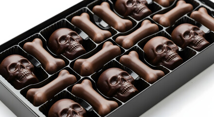 Spooky Chocolate Delights Perfect for Halloween Parties and Scary Celebrations Featuring Realistic Skull and Bone Shaped Confections for a Themed Treat Experience