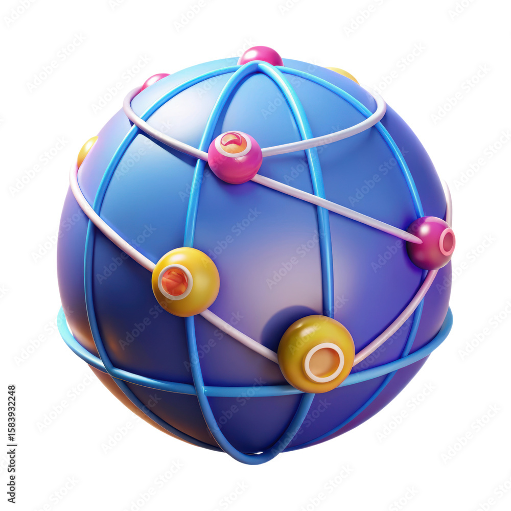 Poster artistic and modern design concept of global network connection featuring vibrant color palette with