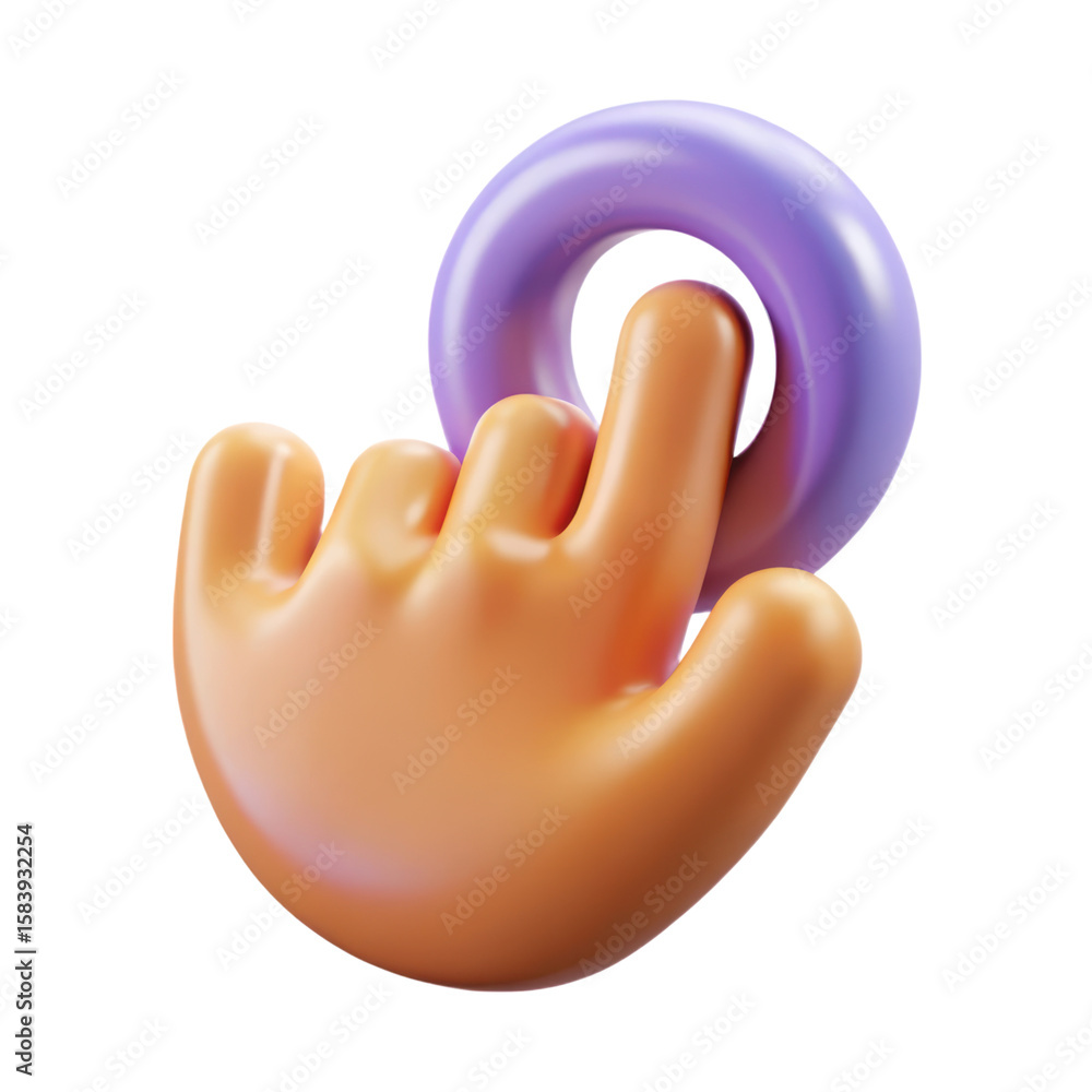 Poster artistic high quality 3d rendering plastic-style icon featuring a cartoon hand interacting with a pu