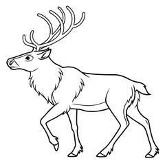 Reindeer Coloring Page Vector Illustration