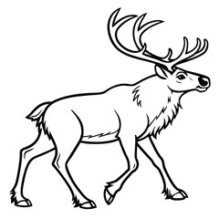 Christmas reindeer outline vector illustration