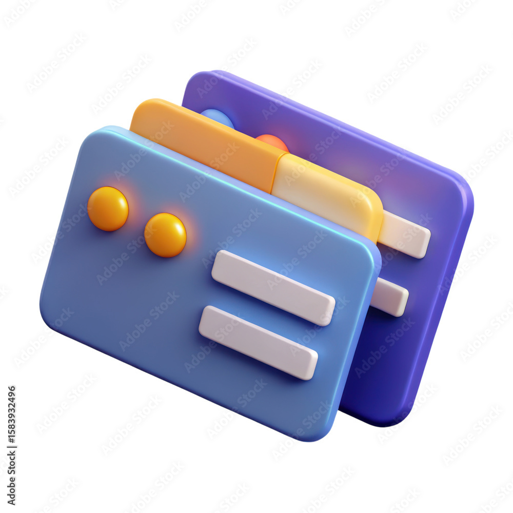 Poster colorful 3d rendered icon of credit card or payment cards in plastic style with a gradient effect on