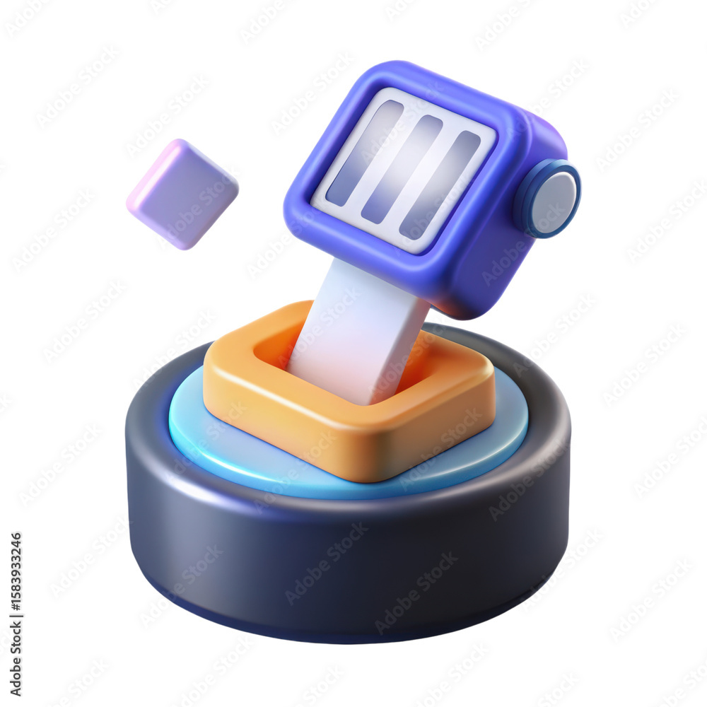 Poster high quality 3d rendering of a futuristic microphone design in a cool plastic style on a white backg