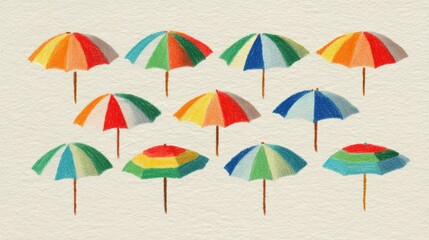 Fototapeta premium Colorful beach umbrellas in various hues