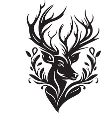 Obraz premium Regal Deer Head with Floral Ornaments