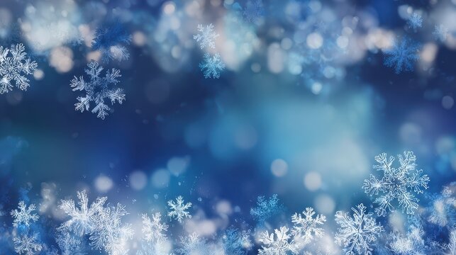 Charming Winter Fest: Enchanting Music Celebration Under Starry Skies with Snowflakes and Smooth Blue Gradients - Powered by Adobe