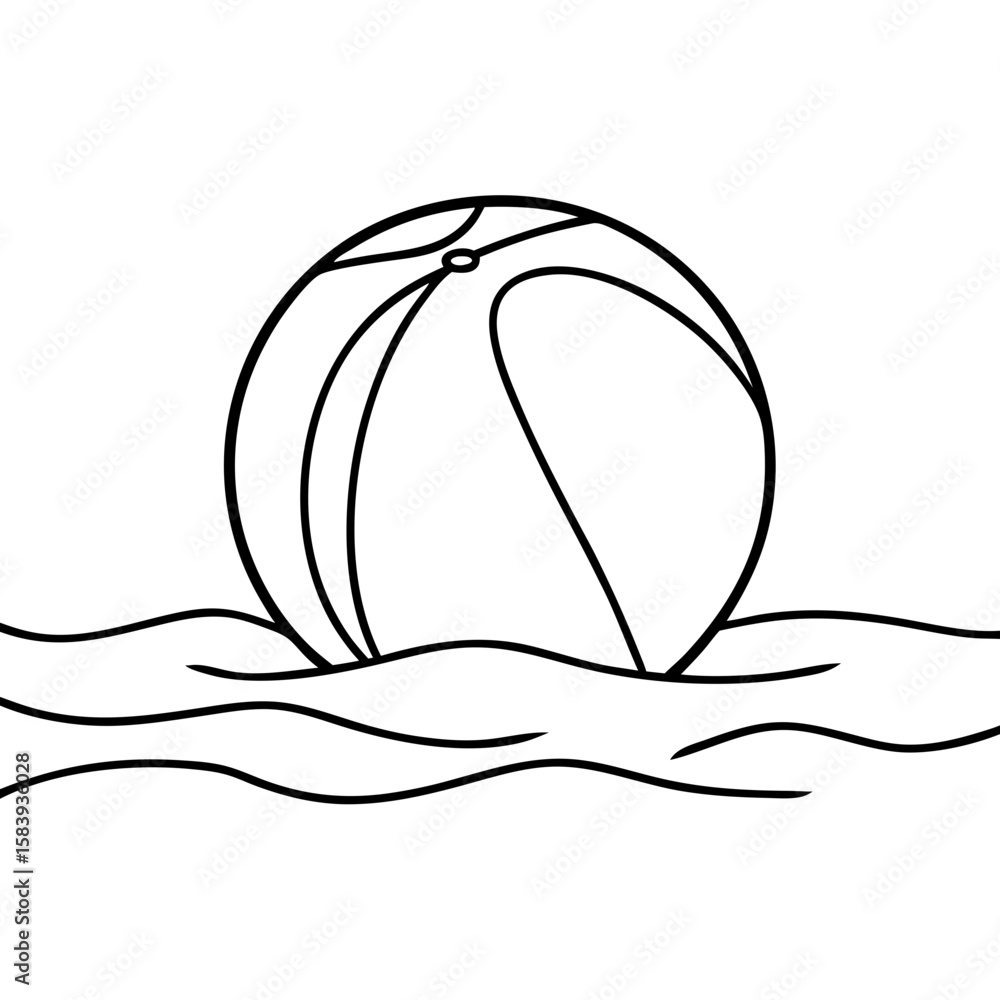 Poster ball in water floats on ocean surface, creating simple design. ball in water provides playful image 