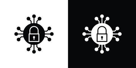 Cyber security icon glyphs vectors. Web flat pack.