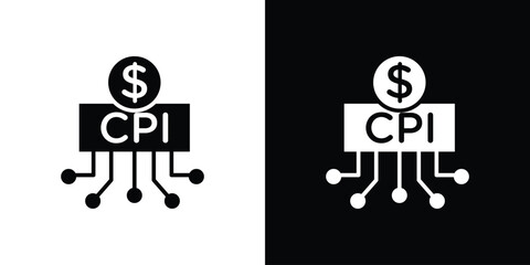 Consumer prices index icon glyphs vectors. Web flat pack.