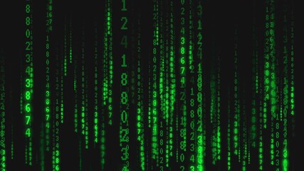 binary code background, vast strings of data being processed at speed, Data Securely encrypted, Cyber Security and Cyber Space backdrop, Hacking and hacker concept, data, Futuristic Technology. 4K. - Powered by Adobe