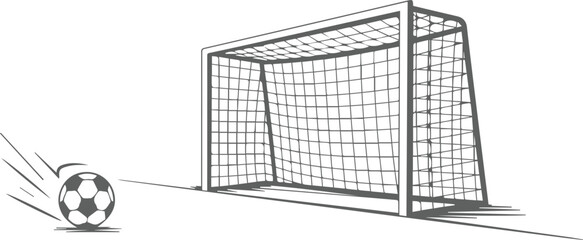 football ball and goal,  Football goal. Soccer goal. Vector, soccer ball in goal with black & White background  © AI Master