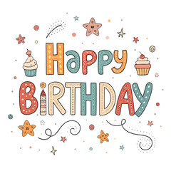 Happy Birthday Card Design: Colorful Festive Illustration