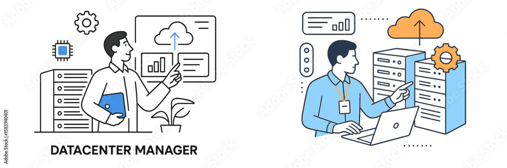 Aufkleber data center manager overseeing operations and performance metrics during working hours