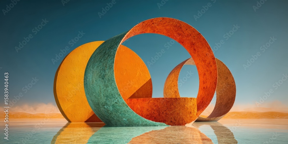 Fototapete dynamic 3d loop shapes animation with slice effects