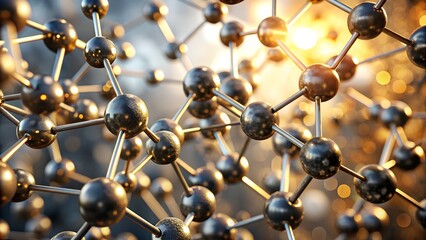 Complex Molecular Structure with Metallic Spheres and Rods in a Scientific Context