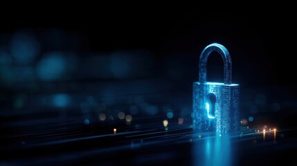 The glowing digital lock representing modern cybersecurity and data protection.