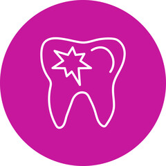 Dental Caries Vector Pink Circle Icon Design