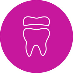 Dental Crown Vector Pink Circle Icon Design