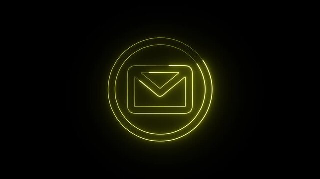 Email Icon Animation with Glowing Lines on Black Background