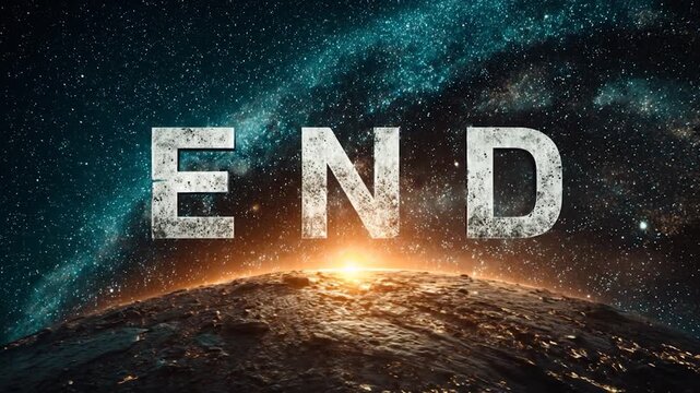 Space END scene with planet