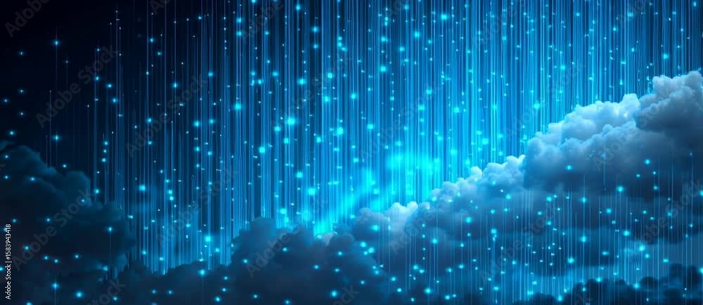 Poster digital technology background with cloud storage and data transfer concept, in the style of blue col