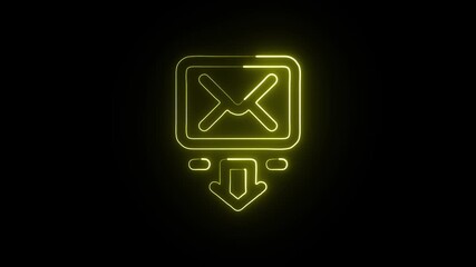 Email Download Animation with Glowing Lines on Black Background