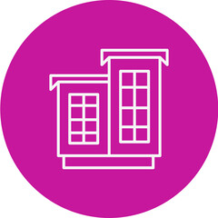 Office Building Vector Pink Circle Icon Design