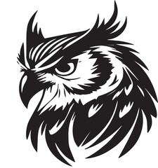 Fototapeta premium Intense Owl Head with Horns