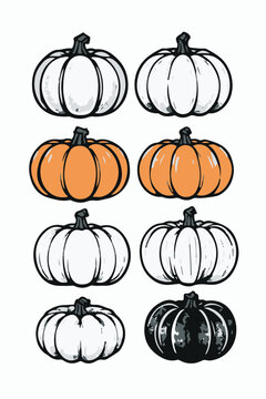 Pumpkin Vector Set &ndash; Hand Drawn Line Art