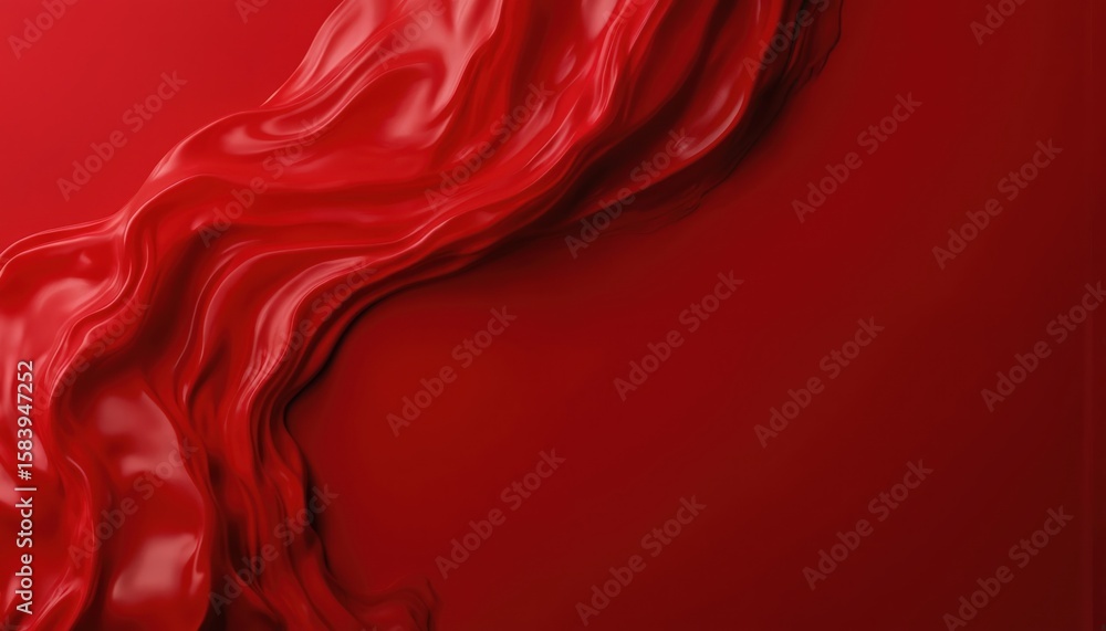 Poster red fabric with wave-like texture overlays gray background, diagonal line. digital collage features 