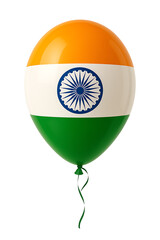 Indian flag balloon with Ashoka Chakra design isolated on transparent background