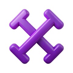 3d rendering of purple arrows pointing in opposite directions isolated on white background