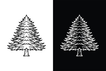 Cedar tree icon isolated vector icon illustration on white background.