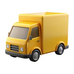 Bright yellow cartoon box truck isolated on white background