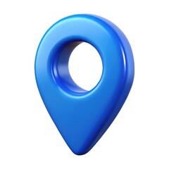 Shiny blue 3d map pin icon isolated on white background