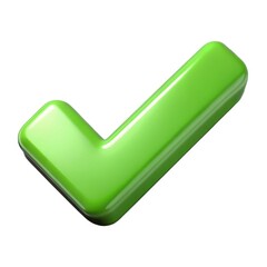 Shiny green check mark symbol isolated on white background
