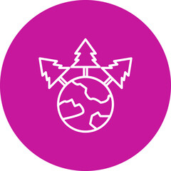Earth Day Tree  Vector Pink Circle Icon Design