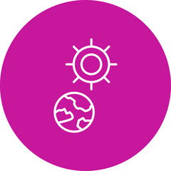 Earth with Sun  Vector Pink Circle Icon Design