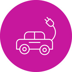 Electric Car  Vector Pink Circle Icon Design