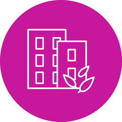 Green Building  Vector Pink Circle Icon Design