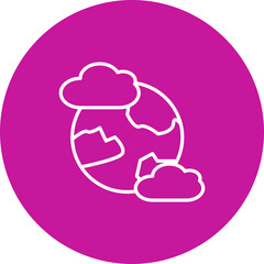 Earth with Cloud  Vector Pink Circle Icon Design